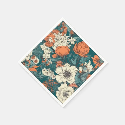 Orangefarbene Blume Napkins Serviette (Ecke)