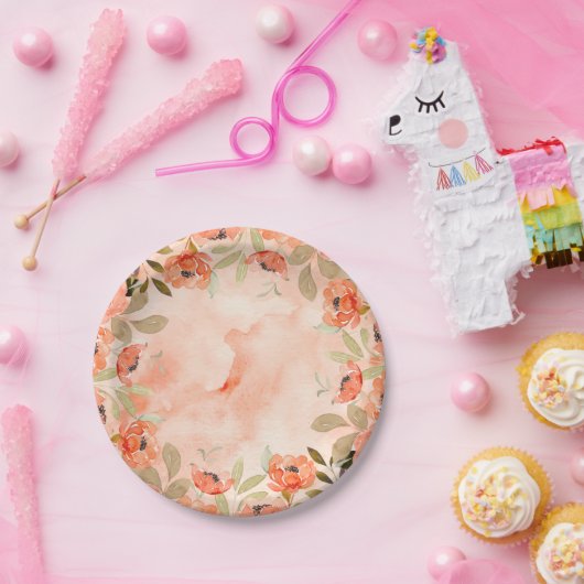 Orangefarbene Blume Pappteller (Party)