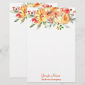 Orangefarbene Blume personalisiert Briefpapier (Vorne/Hinten)