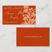 Orangefarbene Blume Save the Date Visitenkarten Visitenkarte (Vorne/Hinten)