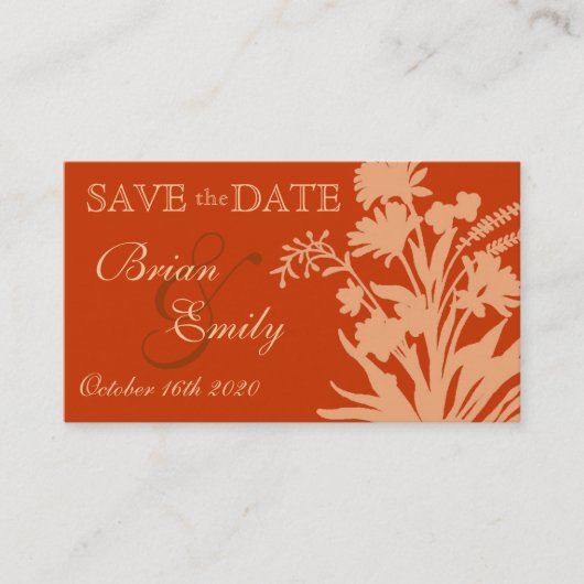 Orangefarbene Blume Save the Date Visitenkarten Visitenkarte (Vorderseite)