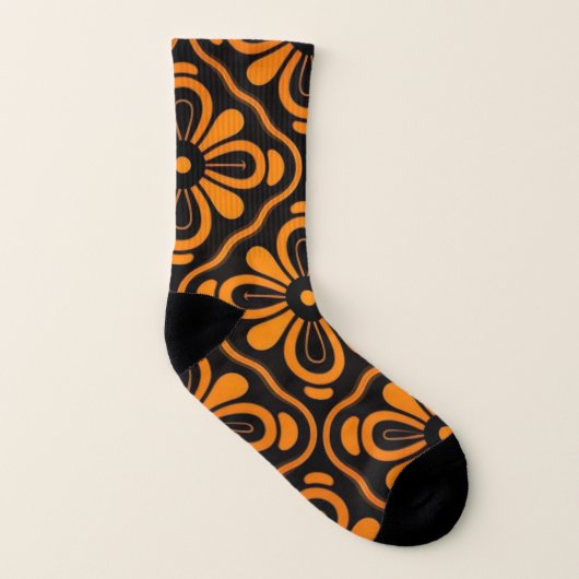 Orangefarbene Blume Socken (Links - Innen)