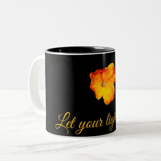 Orangefarbene Blume Tasse - Personalisiertes Coffe (Vorderseite Links)