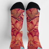 Orangefarbene Blume Tropenfarben Crazy Socken (Oben)