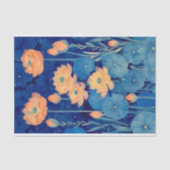 Orangefarbene Blume und Aquamarine Dekoupage Verla Seidenpapier (Vorderseite)