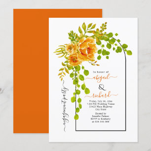 Orangefarbene Blume und Bogenfest Einladung