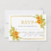 Orangefarbene Blume und Goldrahmen RSVP Karte (Vorderseite)