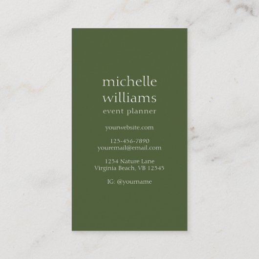 Orangefarbene Blume und grüne Waldblüte Visitenkarte (Rückseite)