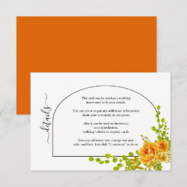 Orangefarbene Blume und Hochzeiten im Herbst Begleitkarte