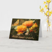Orangefarbene Blume und Schmetterlingskondolenzkar Karte (Gelbe Blume)