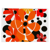 Orangefarbene Blume und schwarze Polka-Punkte Große Geschenktüte (Rückseite)