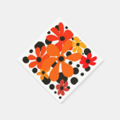 Orangefarbene Blume und schwarze Polka-Punkte Serviette (Ecke)