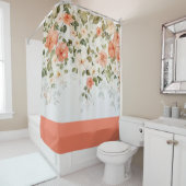 Orangefarbene Blume und Weinreben Duschvorhang (Beispiel)