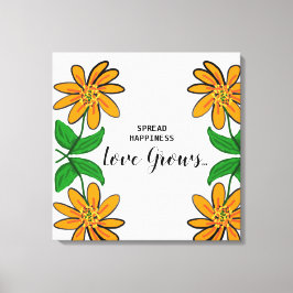 Orangefarbene Blume verbreiten Glück 24" x 24" Leinwanddruck