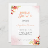 Orangefarbene Blume Weißes Brautparty Einladung (Vorne/Hinten)