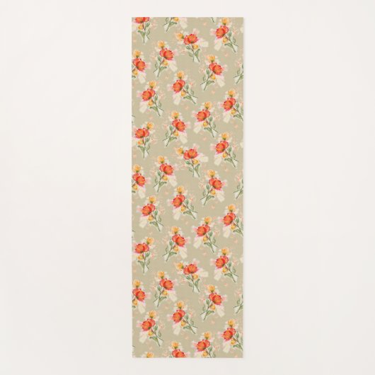 Orangefarbene Blume Yoga Mat Yogamatte (Vorderseite)
