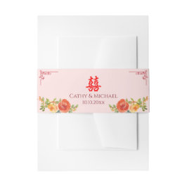 Orangefarbene Blumen Chinesischer Rahmen Frühjahrs Einladungsbanderole