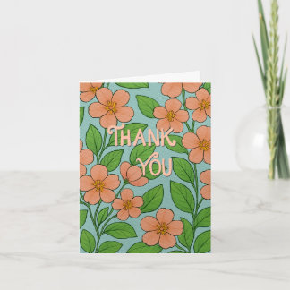 Orangefarbene Blumen-Dankeskarten mit handgeschrie Dankeskarte
