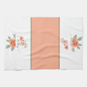 Orangefarbene, blumengeschmückte personalisierte K Geschirrtuch (Horizontal)