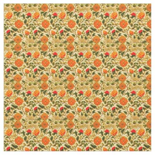 Orangefarbene Blüte auf gelbem Hintergrund Stoff (Nahaufnahme)