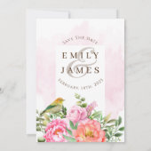 Orangefarbene Blüte mit Hochzeit von Bird Water co Einladung (Rückseite)