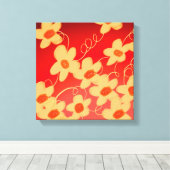 Orangefarbene Blüten mit Rot Leinwanddruck (Insitu (Holzboden))