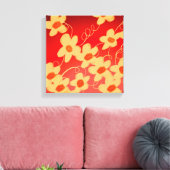 Orangefarbene Blüten mit Rot Leinwanddruck (Insitu (Wohnzimmer))