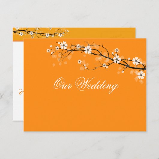 Orangefarbene Blüten Save the Date Postkarten (Vorne/Hinten)
