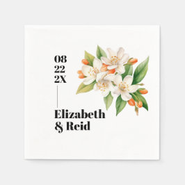 Orangefarbene Blüten und Jasminblüten Hochzeiten Serviette