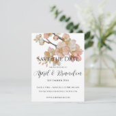 Orangefarbene Blütenblüten elegante Kalligraphie Save The Date (Stehend Vorderseite)