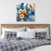 Orangefarbene Blütenburgen mit blauem Wasser Leinwanddruck (Insitu (Schlafzimmer))