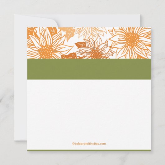 Orangefarbene Blütendusche Einladung (Rückseite)