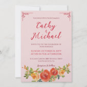 Orangefarbene Blütenfrüchte Chinesische Hochzeit Einladung (Vorderseite)