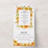 Orangefarbene Blütengrenze Hochzeit All In One Einladung (Innen Boden)