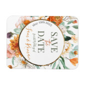 Orangefarbene Blütenkarte Save the Date Magnet (Horizontal)