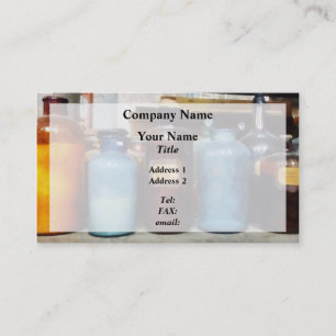 Orangefarbene, braune und blaue Chemikalienflasche Visitenkarte