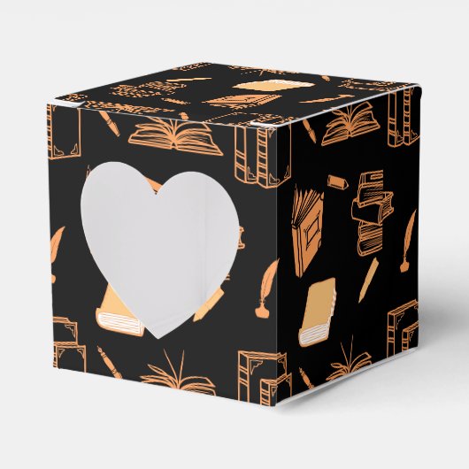 orangefarbene Bücher - schwarze Hintergrotte Geschenkschachtel (Vorderseite)