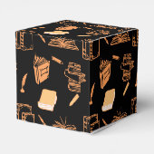 orangefarbene Bücher - schwarze Hintergrotte Geschenkschachtel (Rückseite)