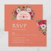 Orangefarbene chinesische Hochzeit RSVP Karte (Vorne/Hinten)