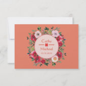 Orangefarbene chinesische Hochzeit RSVP Karte (Rückseite)