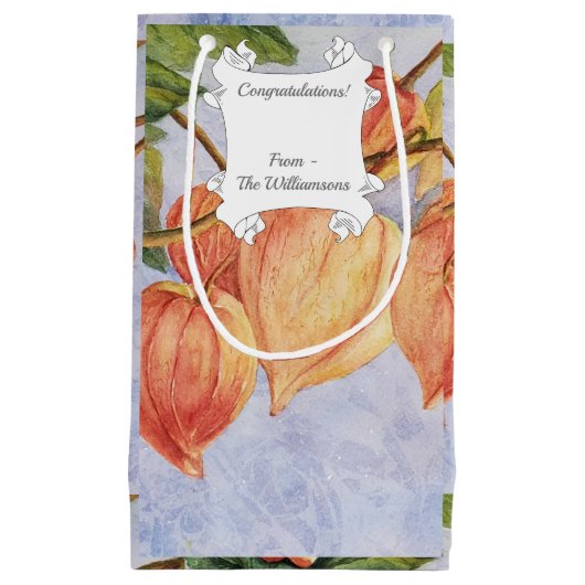 Orangefarbene Chinesische Laterne-Blume Kleine Geschenktüte (Vorderseite)