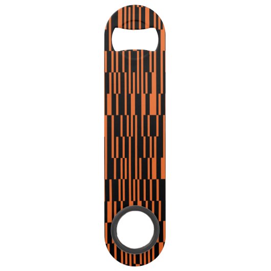 Orangefarbene, coole, trendige, moderne geometrisc speed flaschenöffner (Vorderseite)