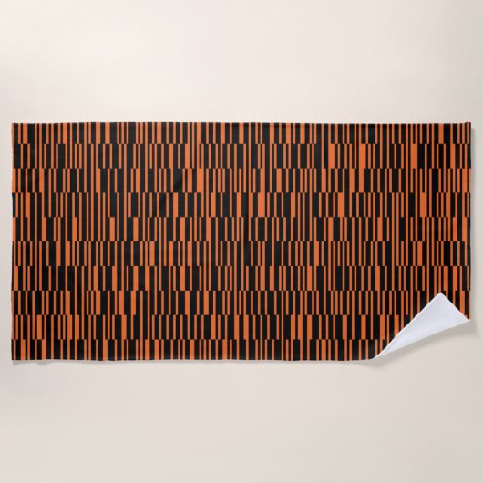 Orangefarbene, coole, trendige, moderne geometrisc strandtuch (Vorderseite)