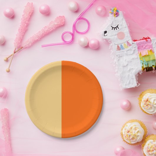 Orangefarbene Cremepapier-Teller Pappteller (Party)