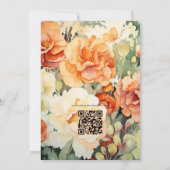 Orangefarbene, cremige und moss grüne Blumenhochze Einladung (Rückseite)