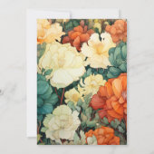 Orangefarbene, cremige und moss grüne Blumenhochze Einladung (Rückseite)