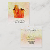 ~ Orangefarbene Crystal-Cluster Pastell-Regenbogen Quadratische Visitenkarte (Vorne/Hinten)