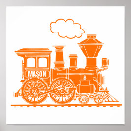 Orangefarbene Dampftrainer personalisierte Jungen Poster