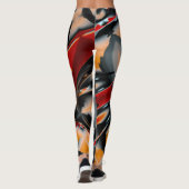 Orangefarbene digitale Farbvergrößerung Leggings (Rückseite)