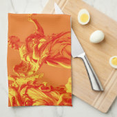 Orangefarbene digitale Kunst mit Skulpturen Geschirrtuch (Viertel Falte)